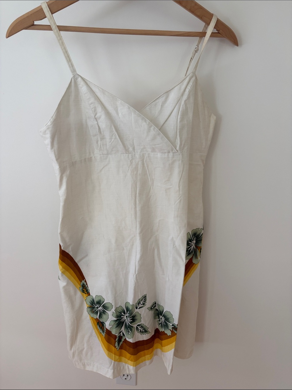 White Floral-Trim Midi Dress with Spaghetti Straps